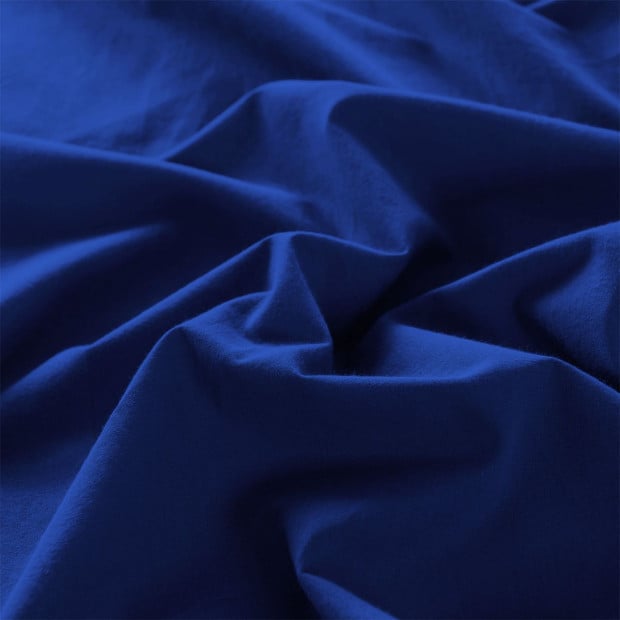 Washed 100% Cotton Quilt Cover Set Ultra Soft Single Royal Blue Image 6