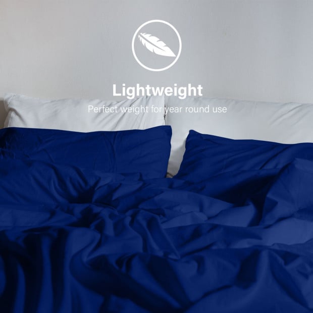 Washed 100% Cotton Quilt Cover Set Ultra Soft Single Royal Blue Image 8