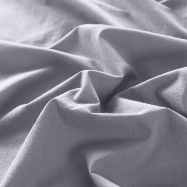 Washed 100% Cotton Quilt Cover Set Bedding Ultra Soft - Double - Grey Image 7