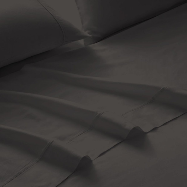 1500TC Sheet And Goose Feather Down Pillow 2 Pack Set Double Dusk Grey Image 3