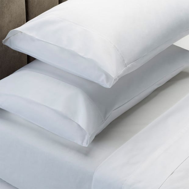 1500TC Sheet And Goose Feather Down Pillows 2 Pack Double - White Image 2