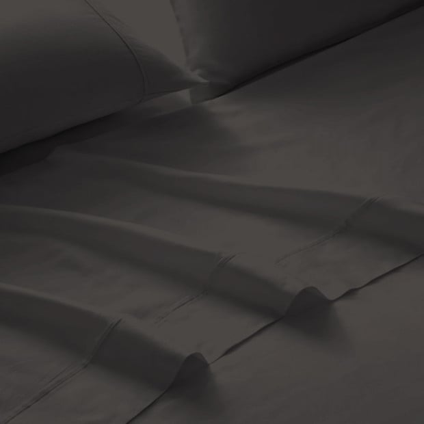 1500TC Sheet And Goose Feather Down Pillow 2 Pack Set Queen Dusk Grey Image 3