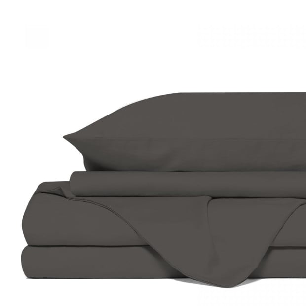1500TC Sheet And Goose Feather Down Pillow 2 Pack Set Queen Dusk Grey Image 5