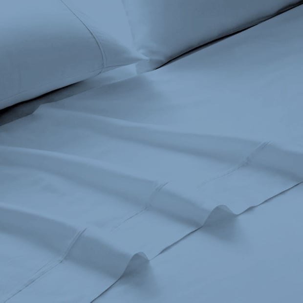 1500TC Sheet And Goose Feather Down Pillow 2 Pack Set Queen Indigo Image 3