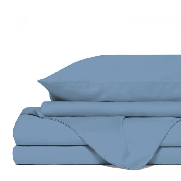 1500TC Sheet And Goose Feather Down Pillow 2 Pack Set Queen Indigo Image 5