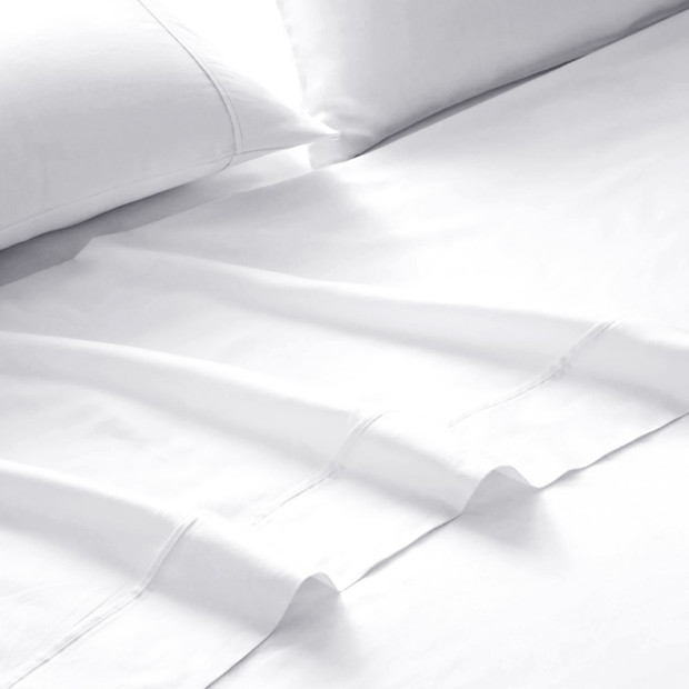 1500TC Sheet And Goose Feather Down Pillows 2 Pack Set - Queen - White Image 3