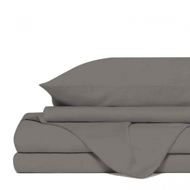 1500TC Sheet And Goose Feather Down Pillows 2 Pack Set - King - Stone Image 5