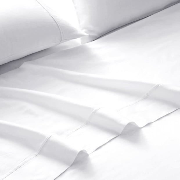 1500TC Sheet And Goose Feather Down Pillows 2 Pack Set - King - White Image 3