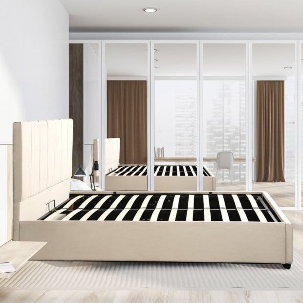 Vaucluse Gas Lift Storage Bed Cream - King - Cream Image 10