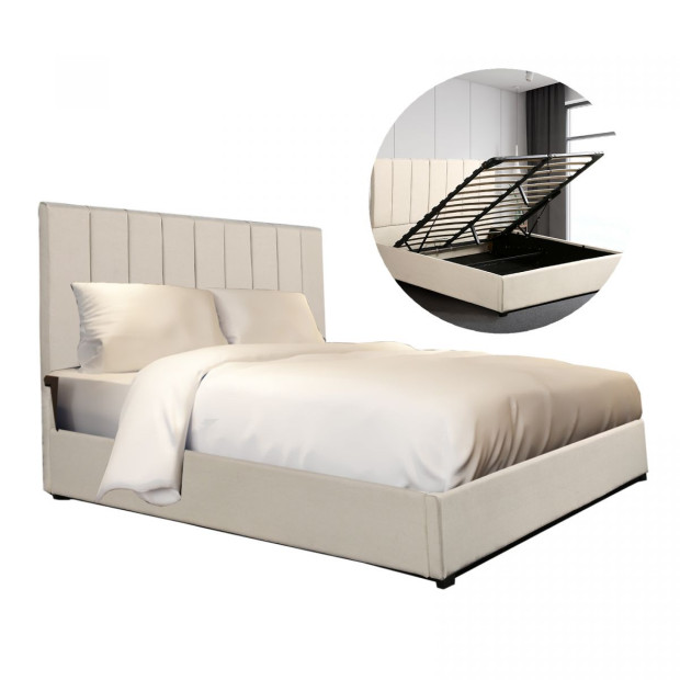 Vaucluse Gas Lift Storage Bed Cream - King - Cream Image 3