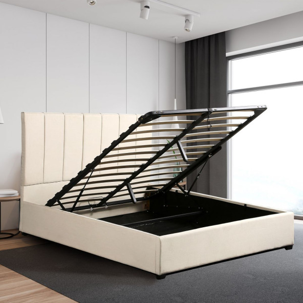 Vaucluse Gas Lift Storage Bed Cream - King - Cream Image 4