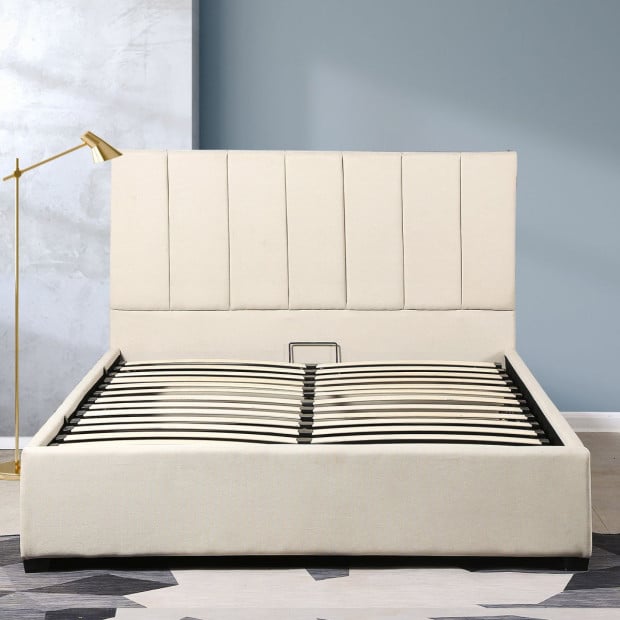 Vaucluse Gas Lift Storage Bed Cream - King - Cream Image 5