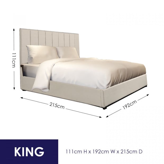 Vaucluse Gas Lift Storage Bed Cream - King - Cream Image 6