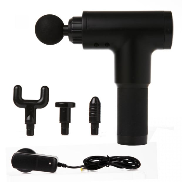 Fit Smart LCD Display 6 Level Vibration Therapy Massage Gun Black Image 2