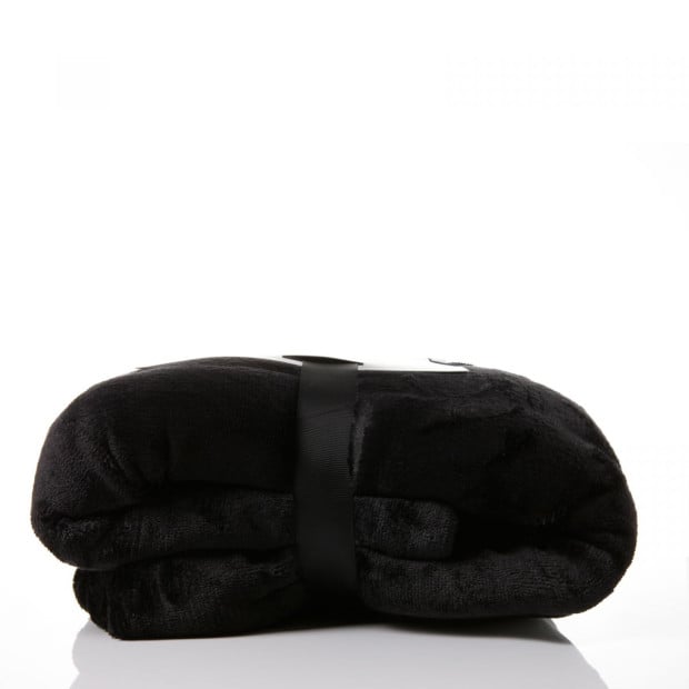 Snug Hoodie Nightwear Super Soft Reversible Coral Fleece 750GSM Black Image 6