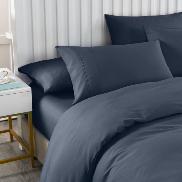 2000TC 6 Piece Bamboo Sheet & Quilt Cover Set Queen - Charcoal Image 2