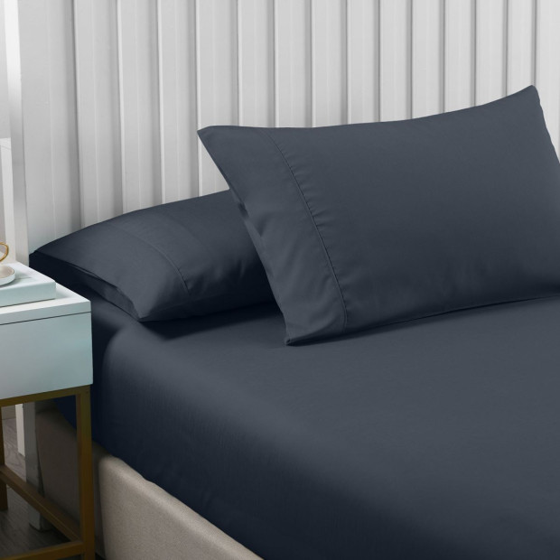 2000TC 3 Piece Fitted Sheet and Pillowcase Set - Double - Charcoal Image 3