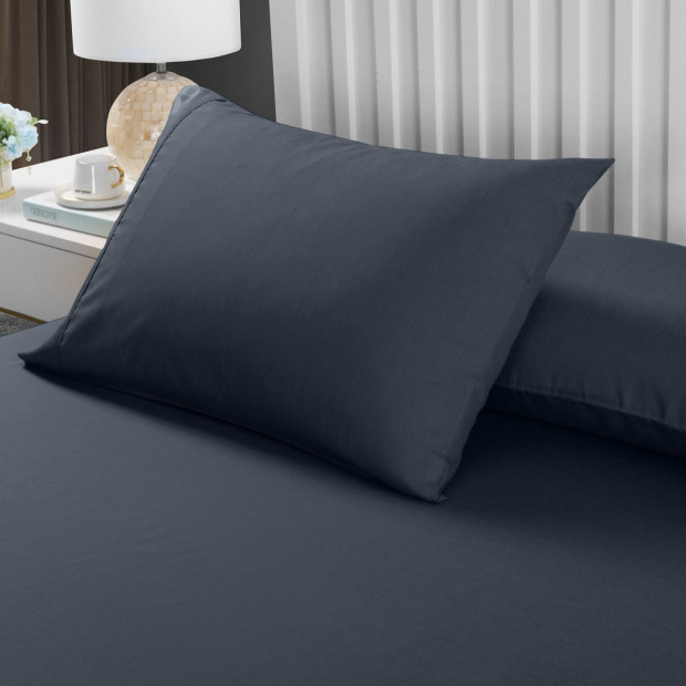 2000TC 3 Piece Fitted Sheet and Pillowcase Set - Double - Charcoal Image 4