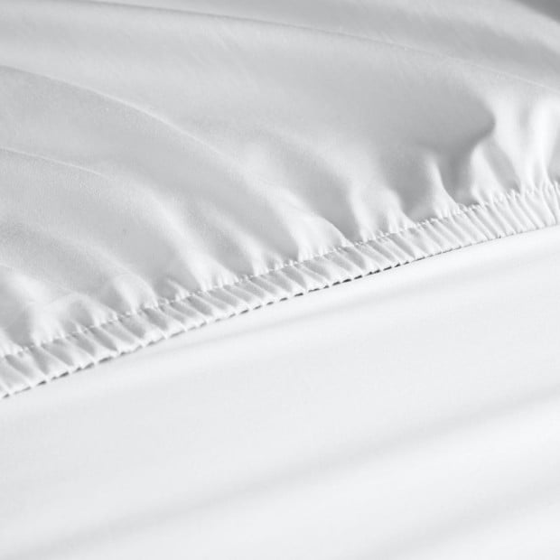 1200 Thread Count Fitted Sheet Cotton Blend Ultra Soft Bedding - Queen - White Image 4
