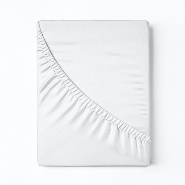 1200 Thread Count Fitted Sheet Cotton Blend Ultra Soft Bedding - Queen - White Image 7