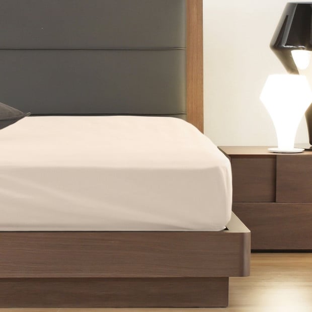 1200 Thread Count Fitted Sheet Cotton Blend - Queen - Ivory Image 2