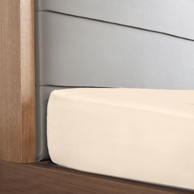 1200 Thread Count Fitted Sheet Cotton Blend - Queen - Ivory Image 3