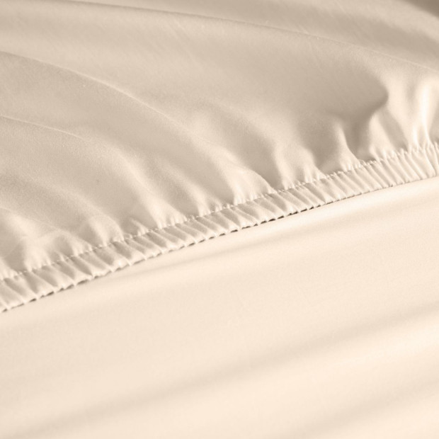1200 Thread Count Fitted Sheet Cotton Blend - Queen - Ivory Image 4
