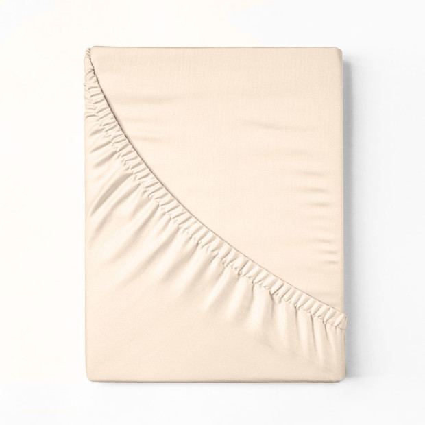 1200 Thread Count Fitted Sheet Cotton Blend - Queen - Ivory Image 6