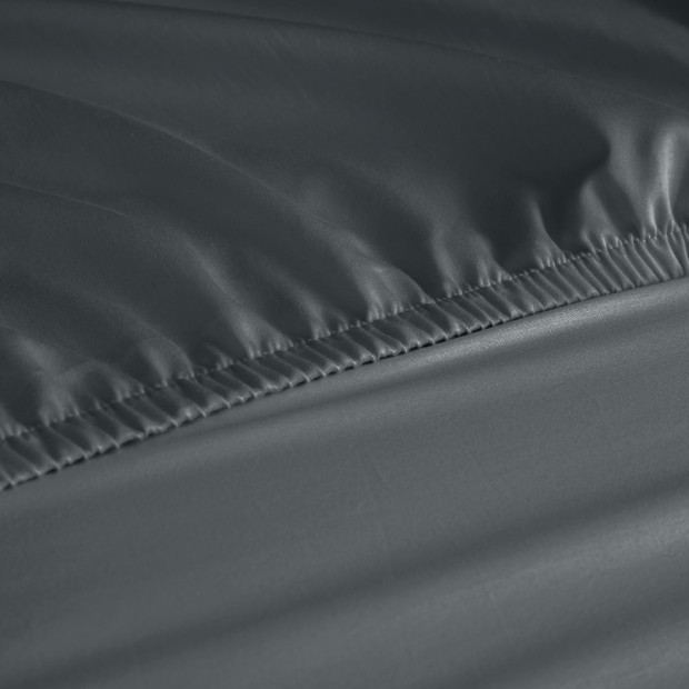 1200 Thread Count Fitted Sheet Cotton Blend - Queen - Dark Grey Image 4