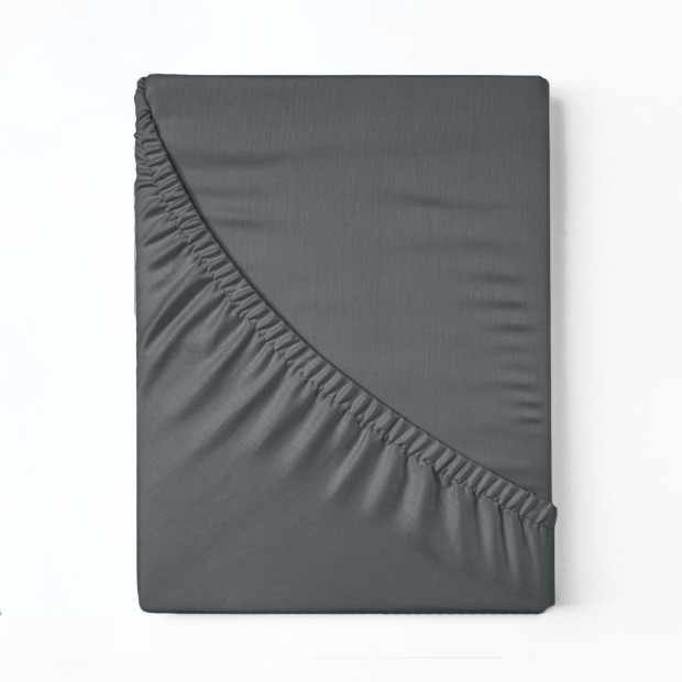 1200 Thread Count Fitted Sheet Cotton Blend - Queen - Dark Grey Image 6