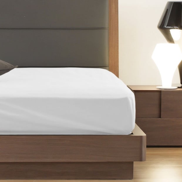 1200 Thread Count Fitted Sheet Cotton Blend - King - White Image 2