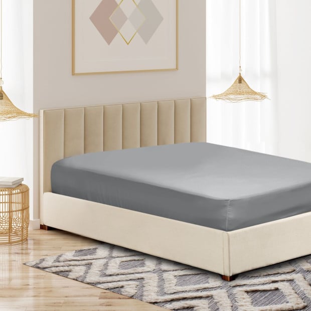 1200 Thread Count Fitted Sheet Cotton Blend - King - Light Grey