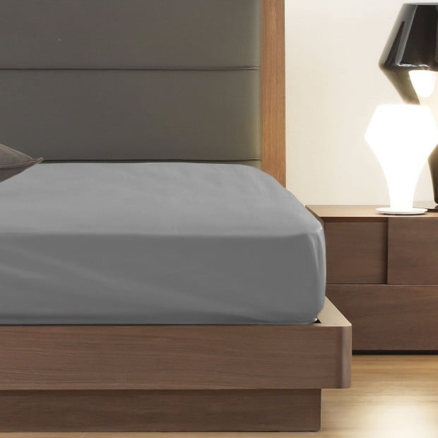 1200 Thread Count Fitted Sheet Cotton Blend - King - Light Grey Image 2