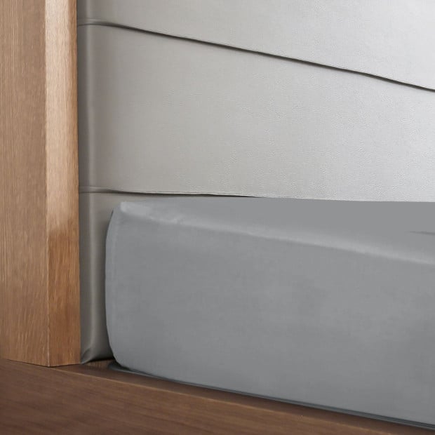 1200 Thread Count Fitted Sheet Cotton Blend - King - Light Grey Image 3