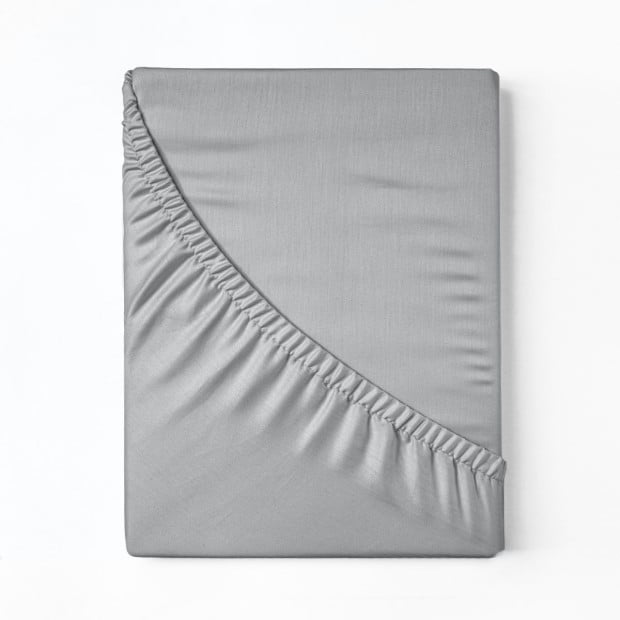 1200 Thread Count Fitted Sheet Cotton Blend - King - Light Grey Image 6