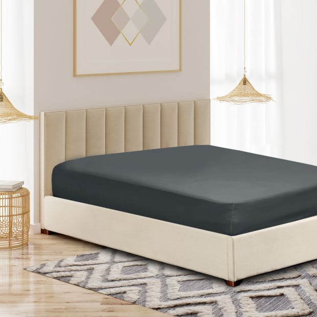 1000 Thread Count Fitted Sheet Cotton Blend - Queen - Dark Grey
