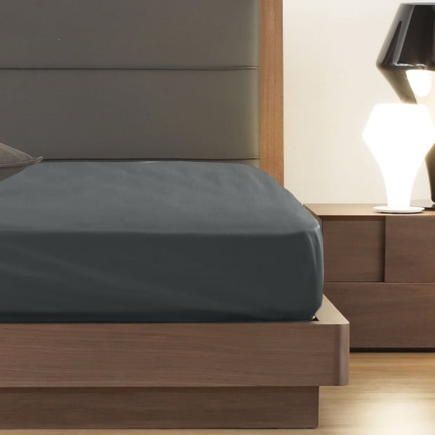 1000 Thread Count Fitted Sheet Cotton Blend - Queen - Dark Grey Image 2