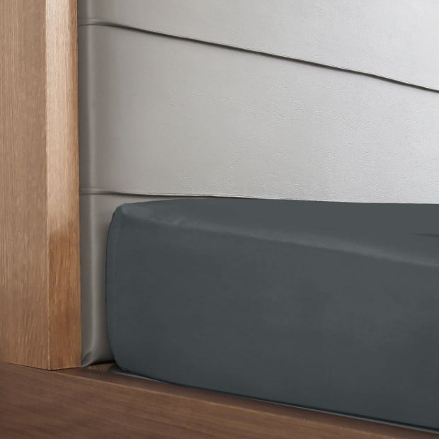 1000 Thread Count Fitted Sheet Cotton Blend - Queen - Dark Grey Image 3