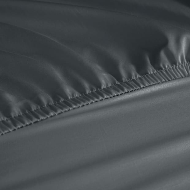 1000 Thread Count Fitted Sheet Cotton Blend - Queen - Dark Grey Image 4