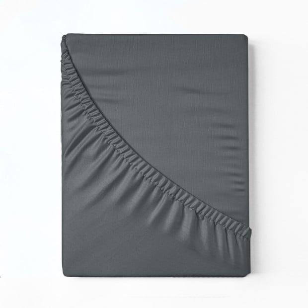 1000 Thread Count Fitted Sheet Cotton Blend - Queen - Dark Grey Image 6