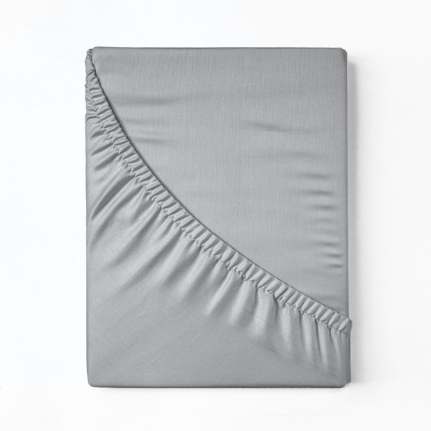 1000 Thread Count Fitted Sheet Cotton Blend - King - Light Grey Image 6