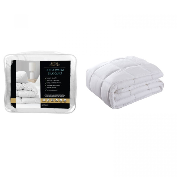 800GSM Silk Blend Quilt Duvet Winter Weight Doona - Single - White Image 6