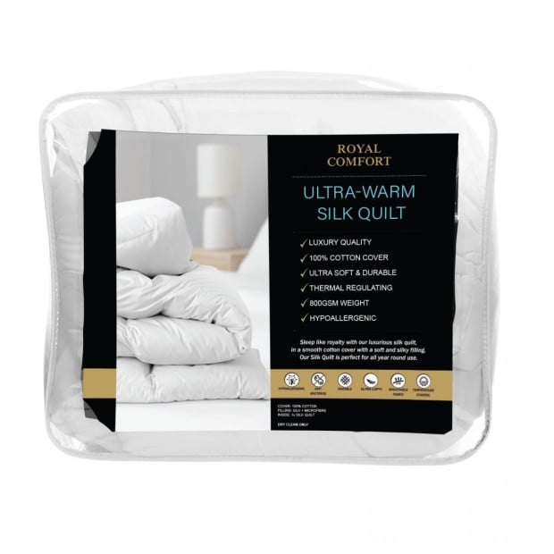 800GSM Silk Blend Quilt Duvet Winter Weight Doona - Single - White Image 7