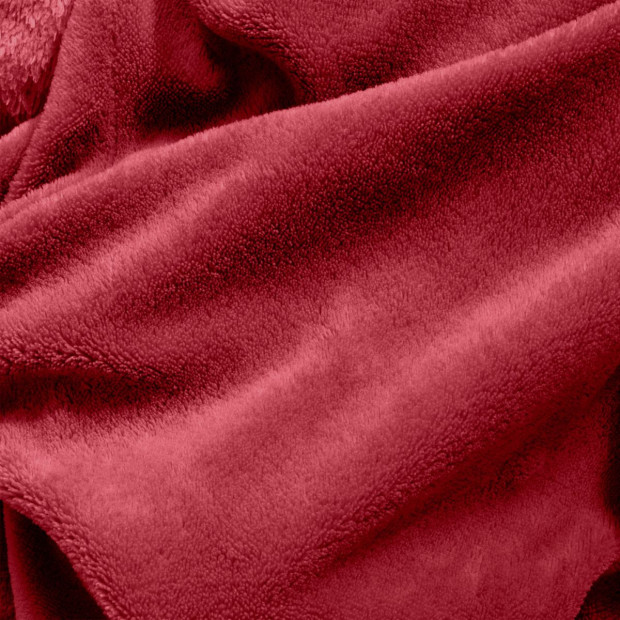Snug Hoodie Nightwear Super Soft Reversible Coral Fleece 750GSM - Red Image 4
