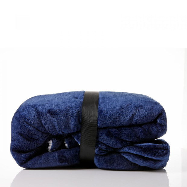 Snug Hoodie Nightwear Super Soft Reversible Coral Fleece 750GSM - Navy Image 6