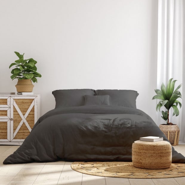 1000 Thread Count Bamboo Cotton Sheet and Quilt Cover - Queen - Pewter Image 3