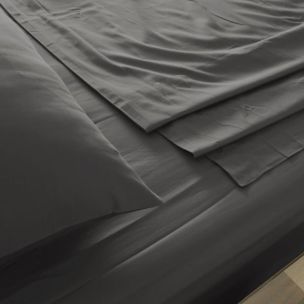 1000 Thread Count Bamboo Cotton Sheet and Quilt Cover - Queen - Pewter Image 4