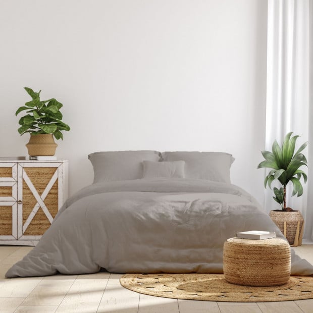 1000 Thread Count Bamboo Cotton Sheet and Quilt Cover King - Dove Image 3