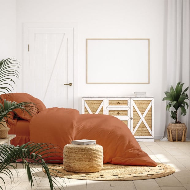 1000 Thread Count Bamboo Cotton Sheet Quilt Cover King - Cinnamon Image 2