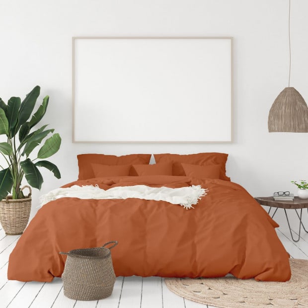 1000 Thread Count Bamboo Cotton Sheet Quilt Cover King - Cinnamon Image 3